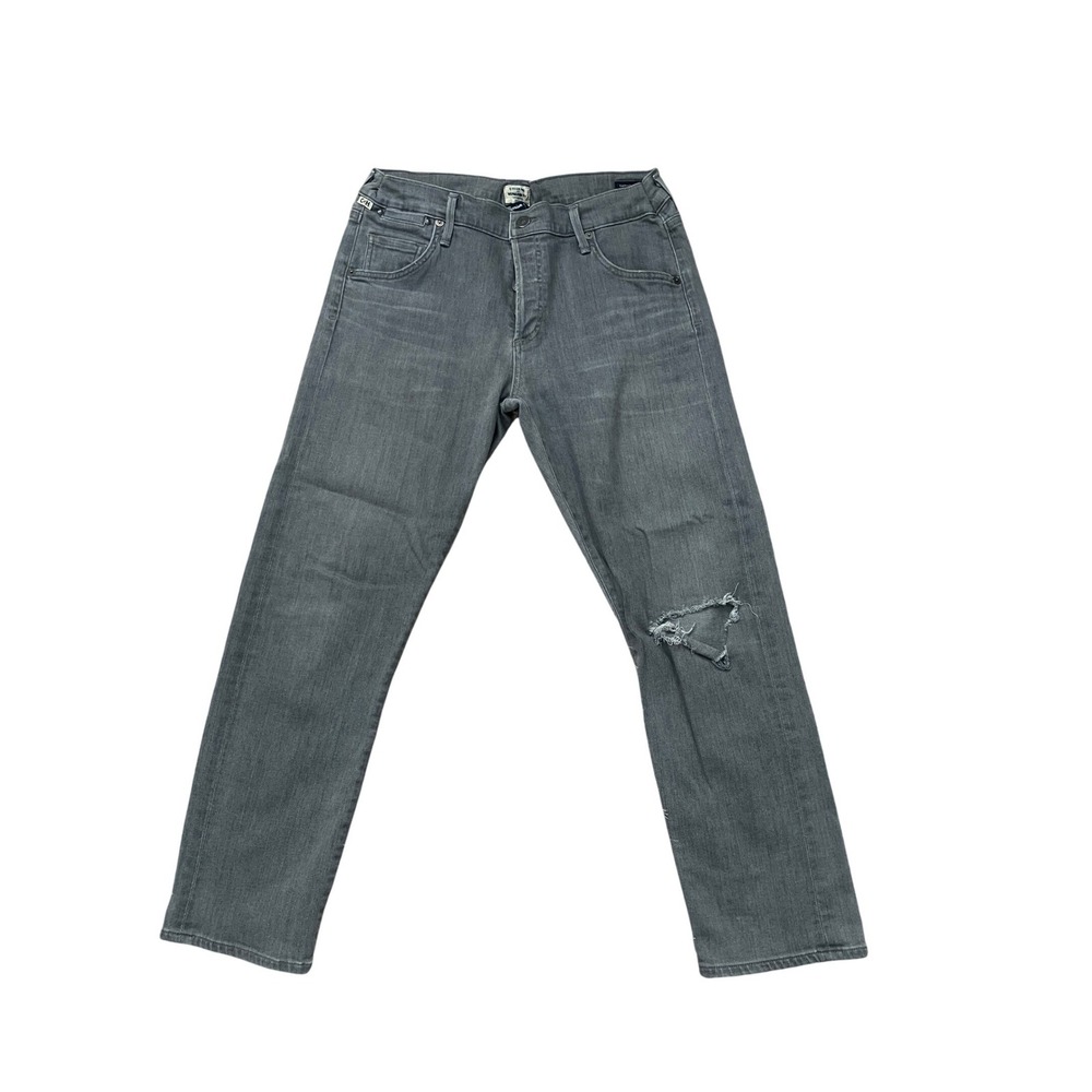 Citizens of Humanity Emerson Slim Boyfriend Jeans Gray Distressed Denim Women